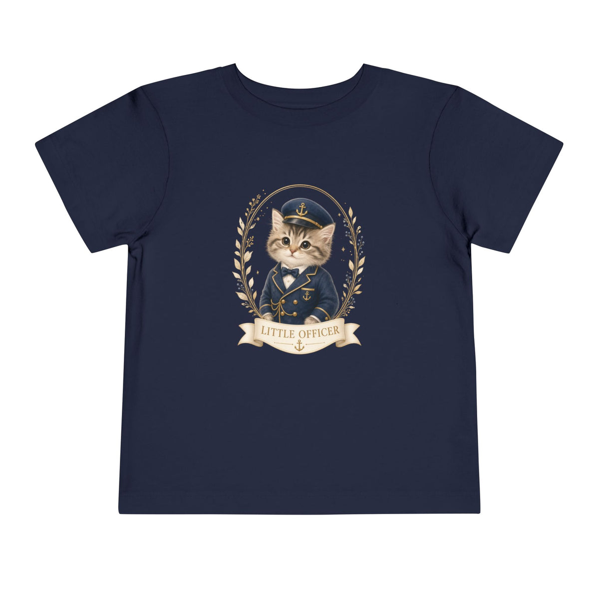 Little Officer Cat toddler tee | kitten captain illustration- Carmen Collection- Bestie Best Luxury Collection