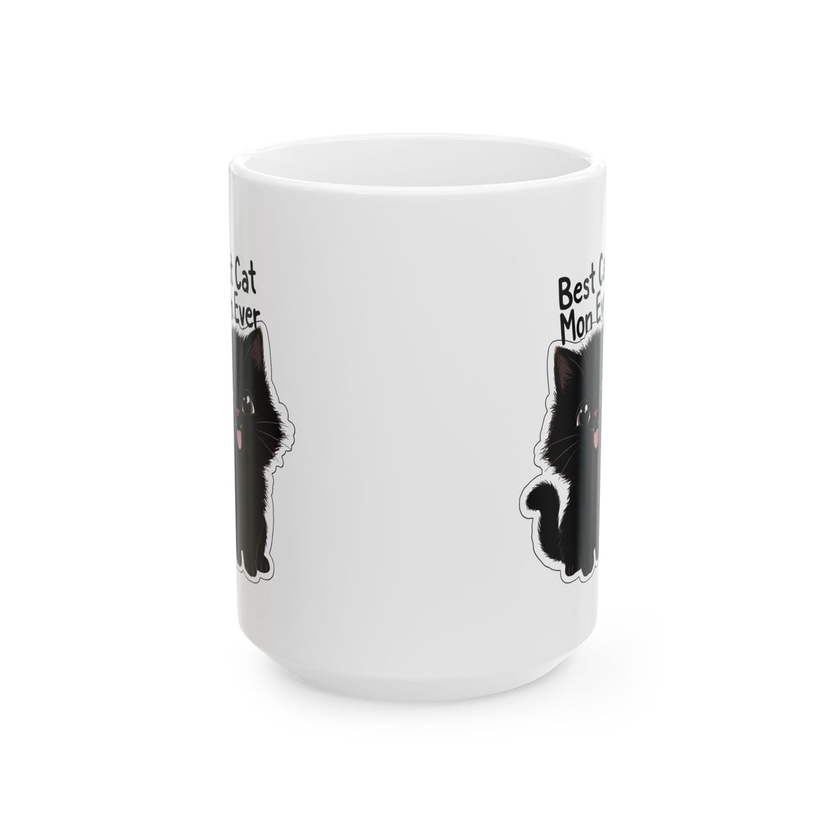 Black Cat Illustration Mug | "Best Cat Mom Ever" Ceramic Mug