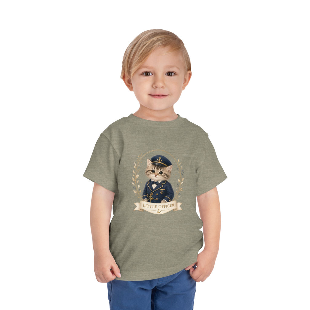 Little Officer Cat toddler tee | kitten captain illustration- Carmen Collection- Bestie Best Luxury Collection