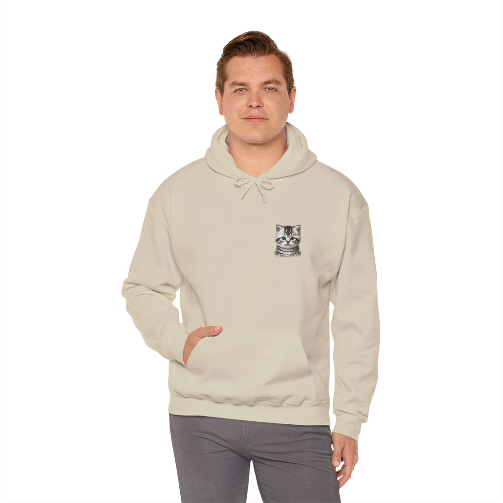 Proper Cat Portrait Illustration Hoodie | Small Chest Print, Bestie Best Collection