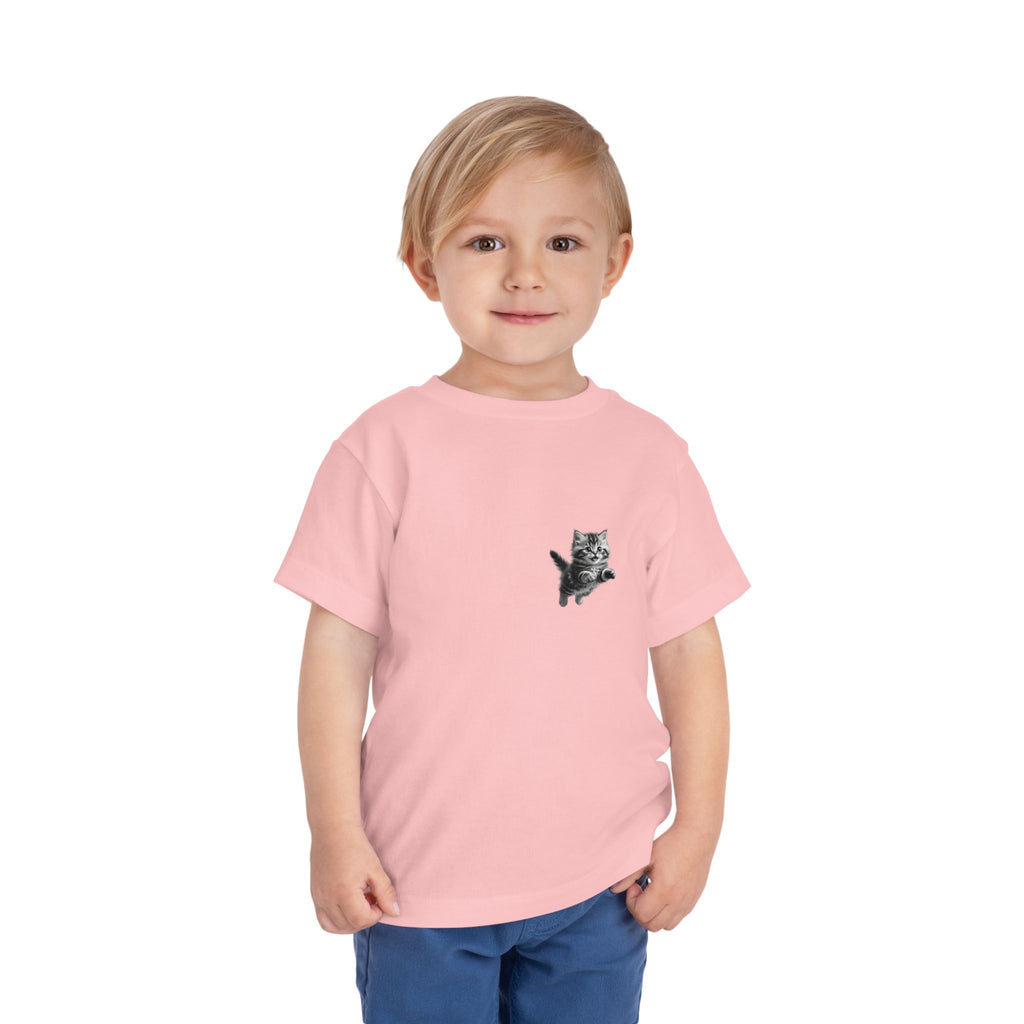 Playful Fluffy Tabby Kitten Graphic Toddler Tee | Cute Cat Illustration- Sage Collection- Bestie Best Collection
