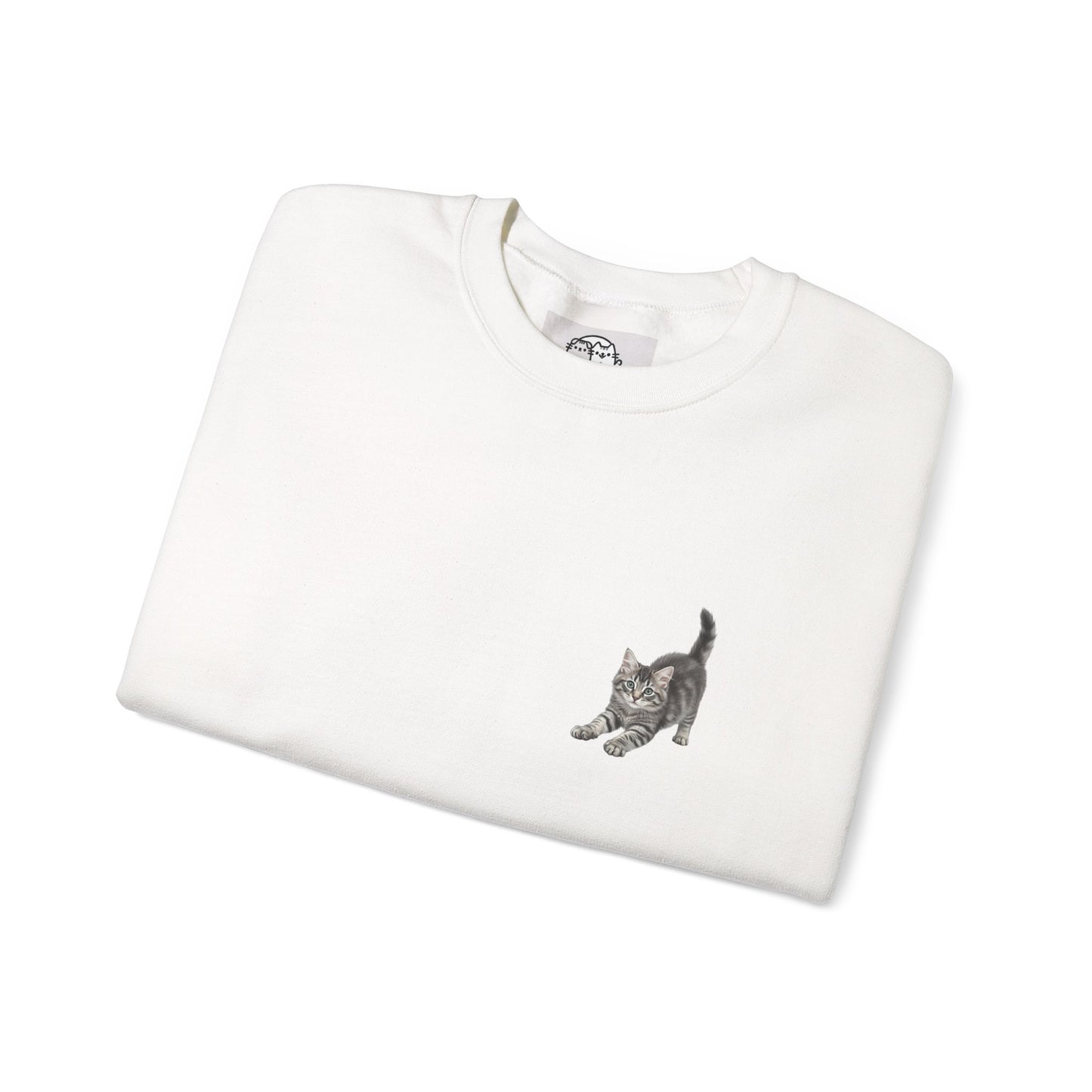 Playful Kitten Illustration Sweatshirt | Small Chest Cat Artwork