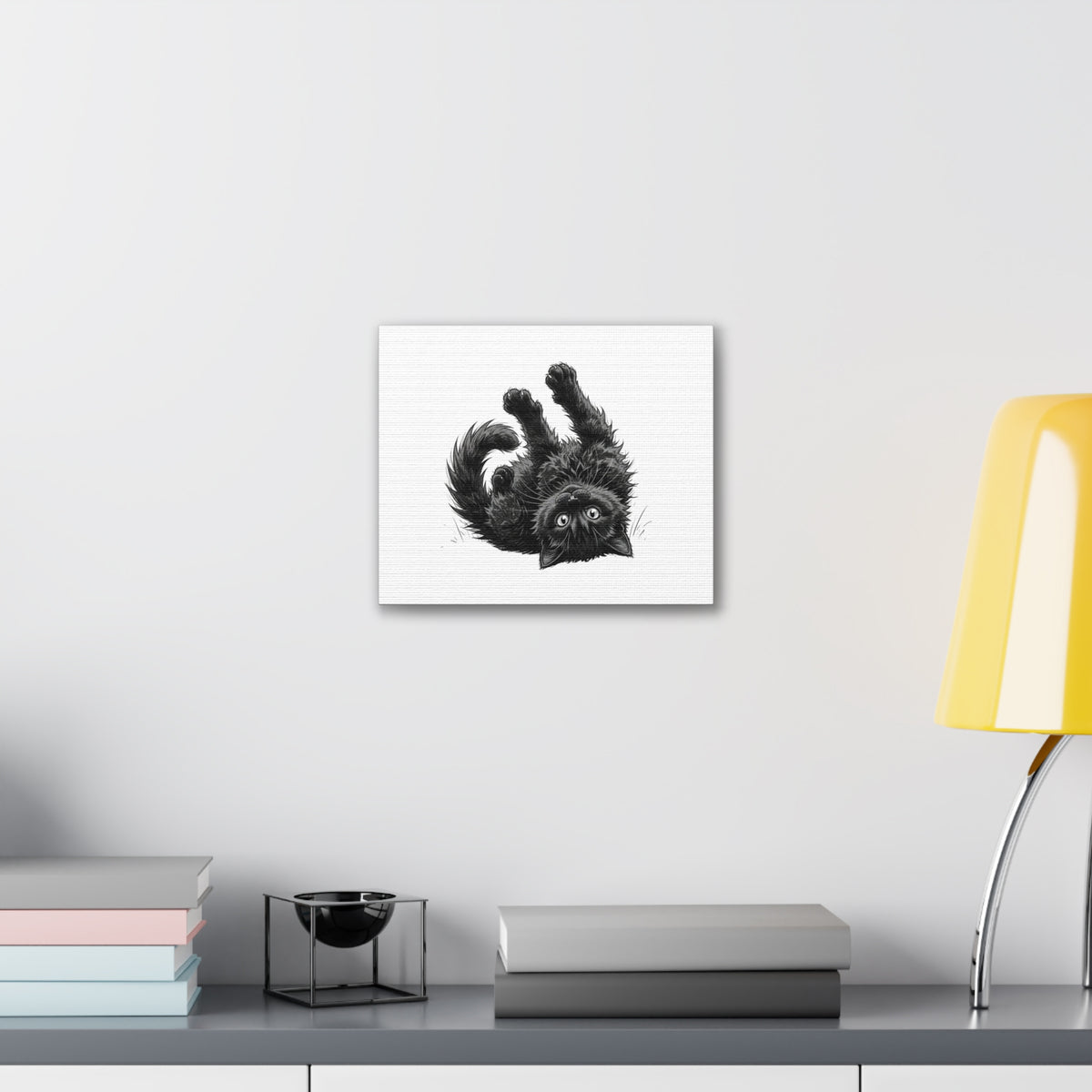 Playful Fluffy Black Kitten Canvas- Twixie Collection- Bestie Best Decor Collection