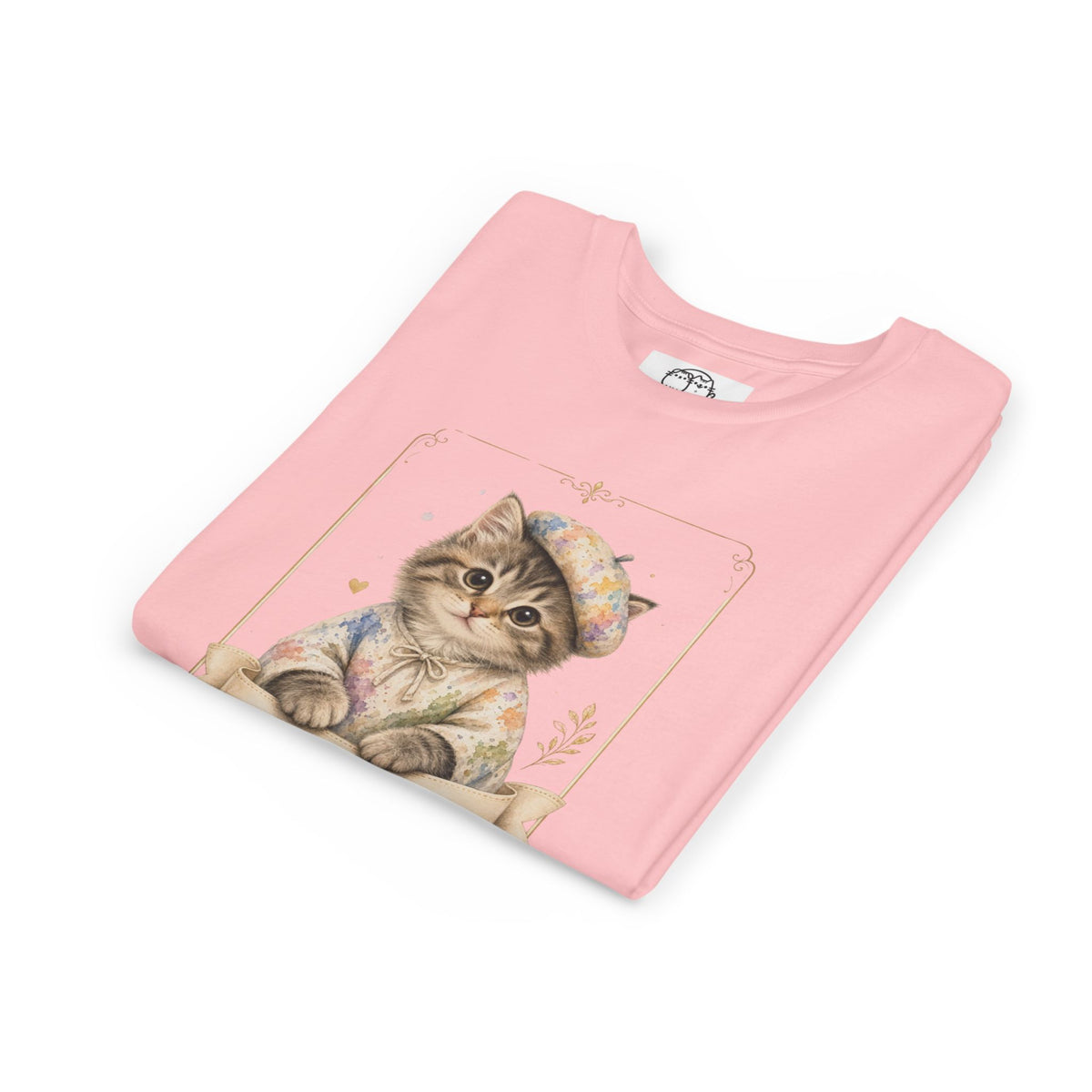 Little Artist Cat Youth Tee | Cute Kitten Painter Illustration- Little Artist Bestie Best Luxury Collection