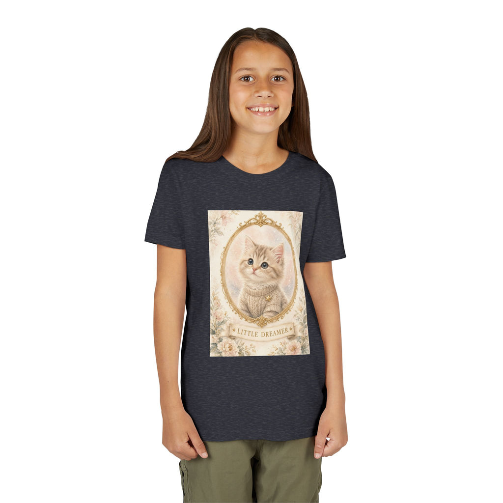 Little Dreamer Kitten Youth Tee | Vintage Floral Portrait, Cute Cat- Bestie Best Luxury Collection