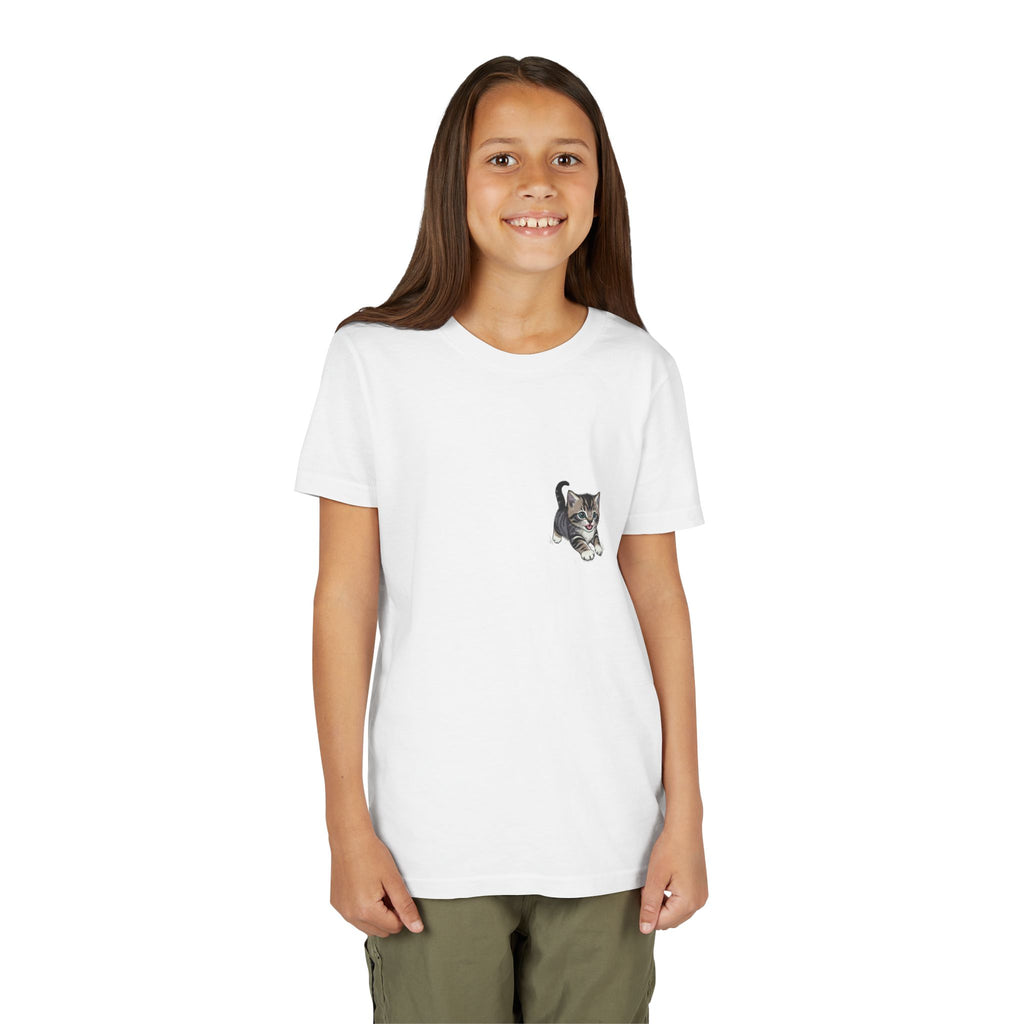 Tiny Tabby Kitten Tee | Kids Cat Shirt, Pocket-Style Kitty Design- Paloma Collection