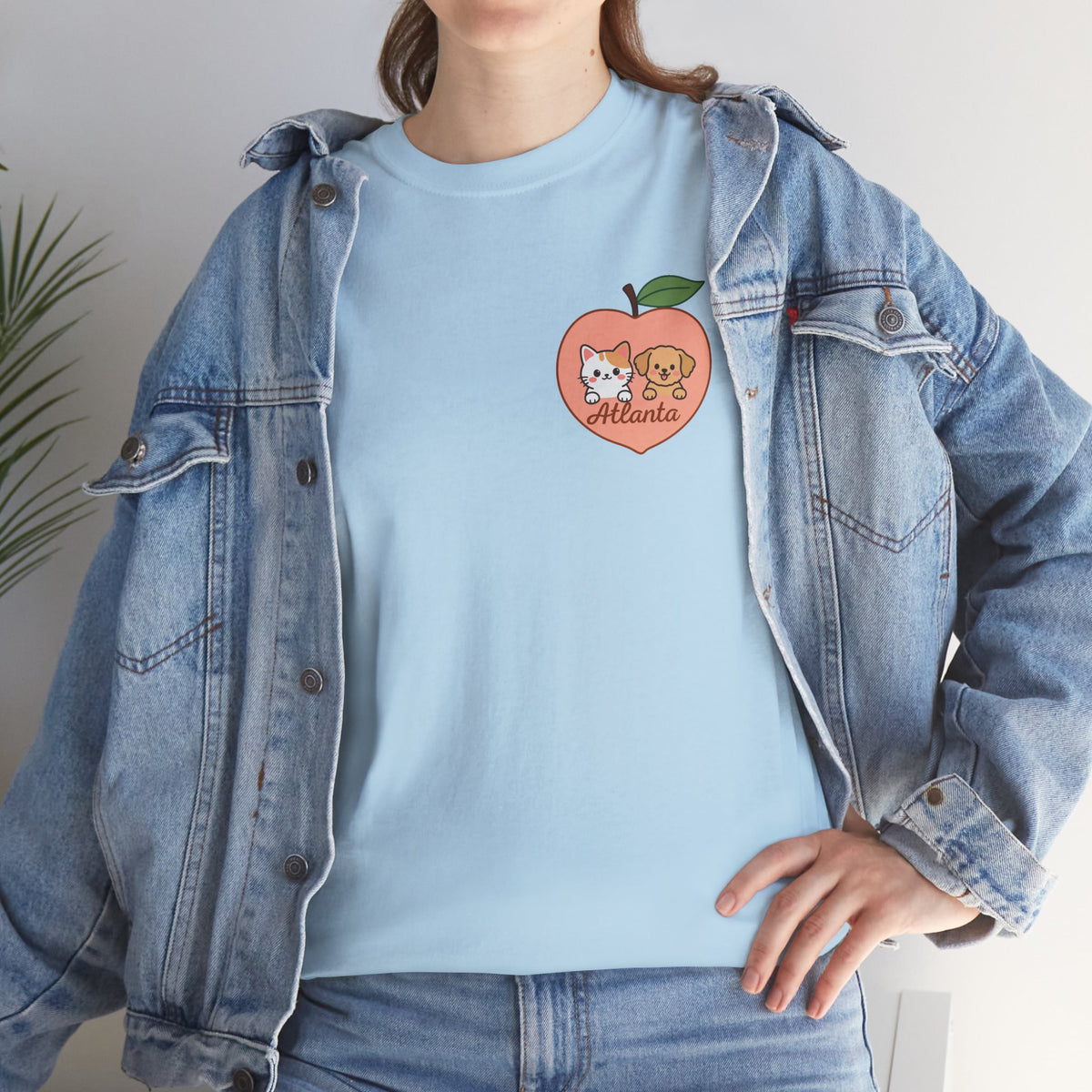 ATLANTA Peach Kitten & Doggie Tee | Cute GA Peach Illustration T-Shirt