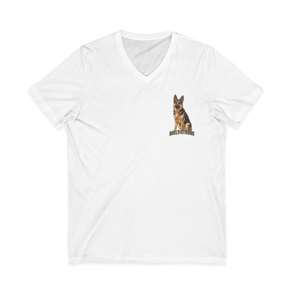 German Shepherd Lover V-Neck Tee — Built Strong Chest Pocket Design