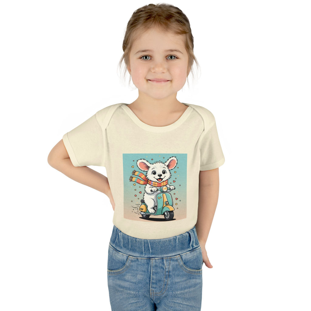 Cute Puppy & his Scooter- Infant Baby Rib Bodysuit- Unisex