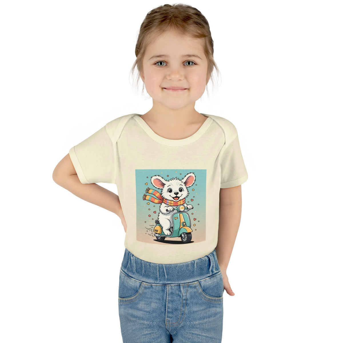 Cute Puppy & his Scooter- Infant Baby Rib Bodysuit- Unisex