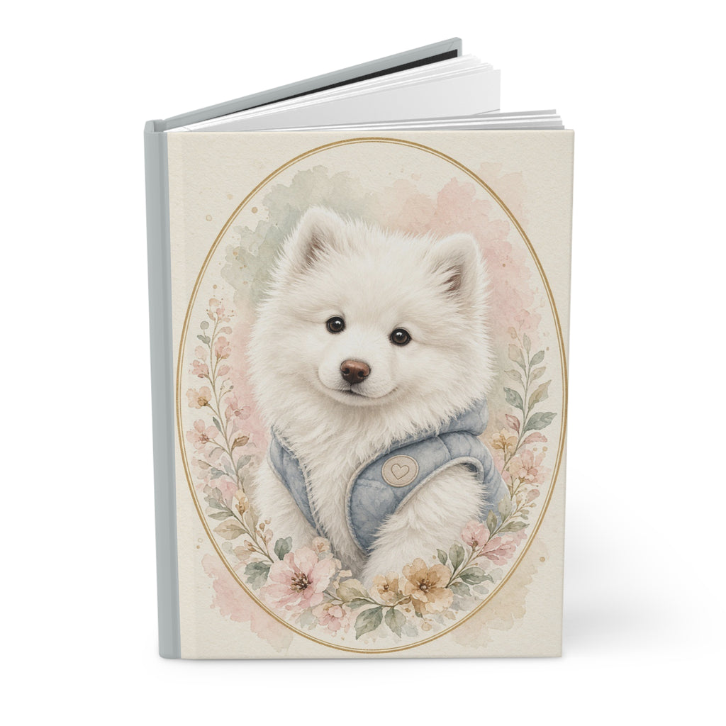 Fluffy Samoyed Puppy Portrait Journal | Hardcover Notebook, Bestie Best Journal Collection