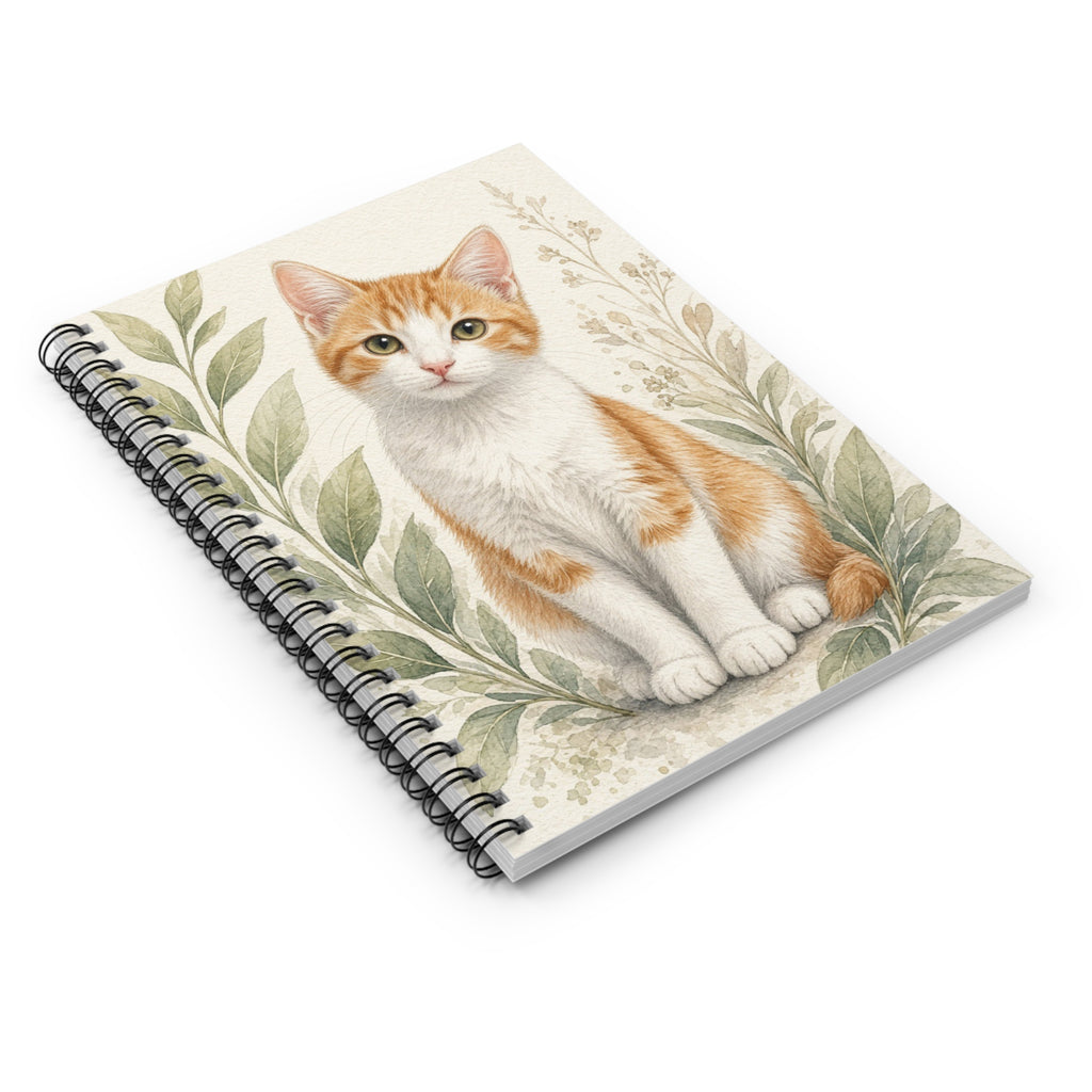Cute Orange Kitten Illustration Spiral Notebook | Ruled Journal- Vincent Bestie Best Collection