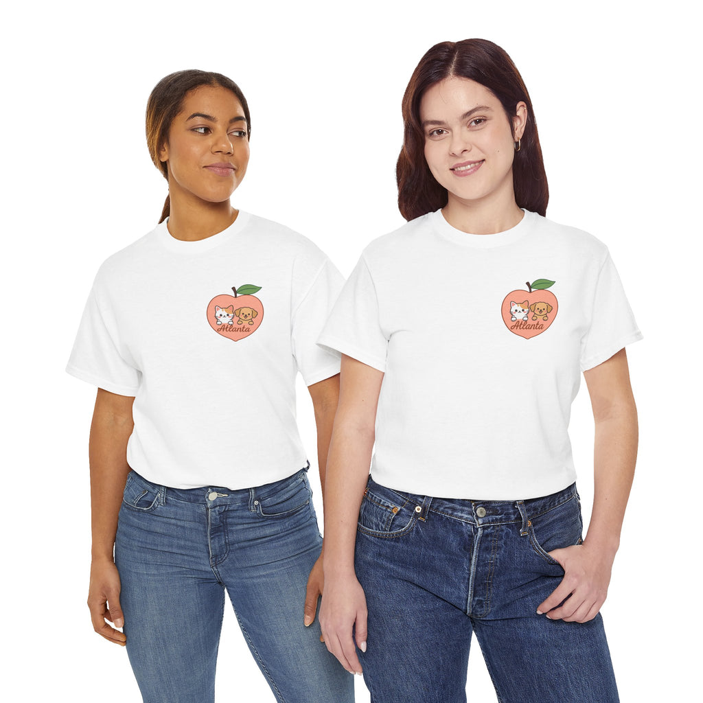 ATLANTA Peach Kitten & Doggie Tee | Cute GA Peach Illustration T-Shirt