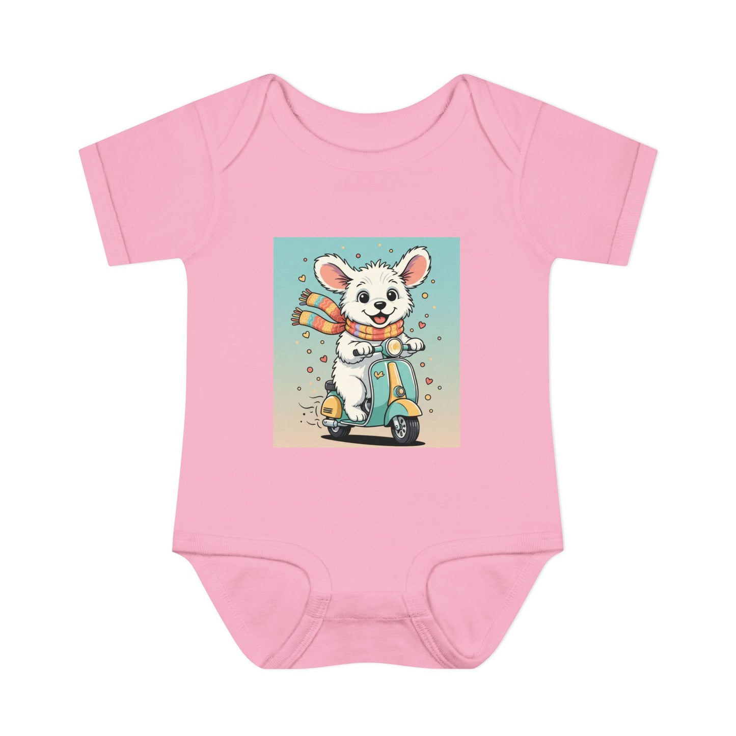 Cute Puppy & his Scooter- Infant Baby Rib Bodysuit- Unisex