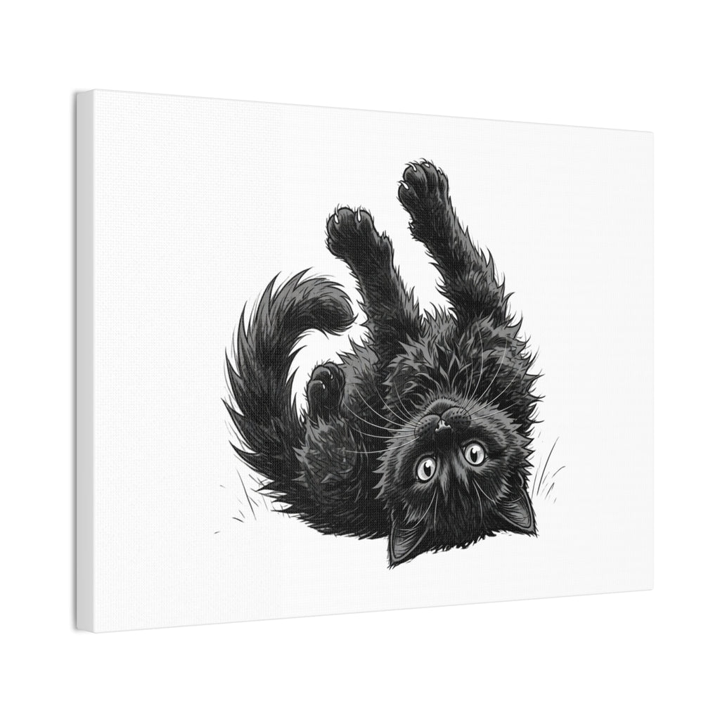 Playful Fluffy Black Kitten Canvas- Twixie Collection- Bestie Best Decor Collection