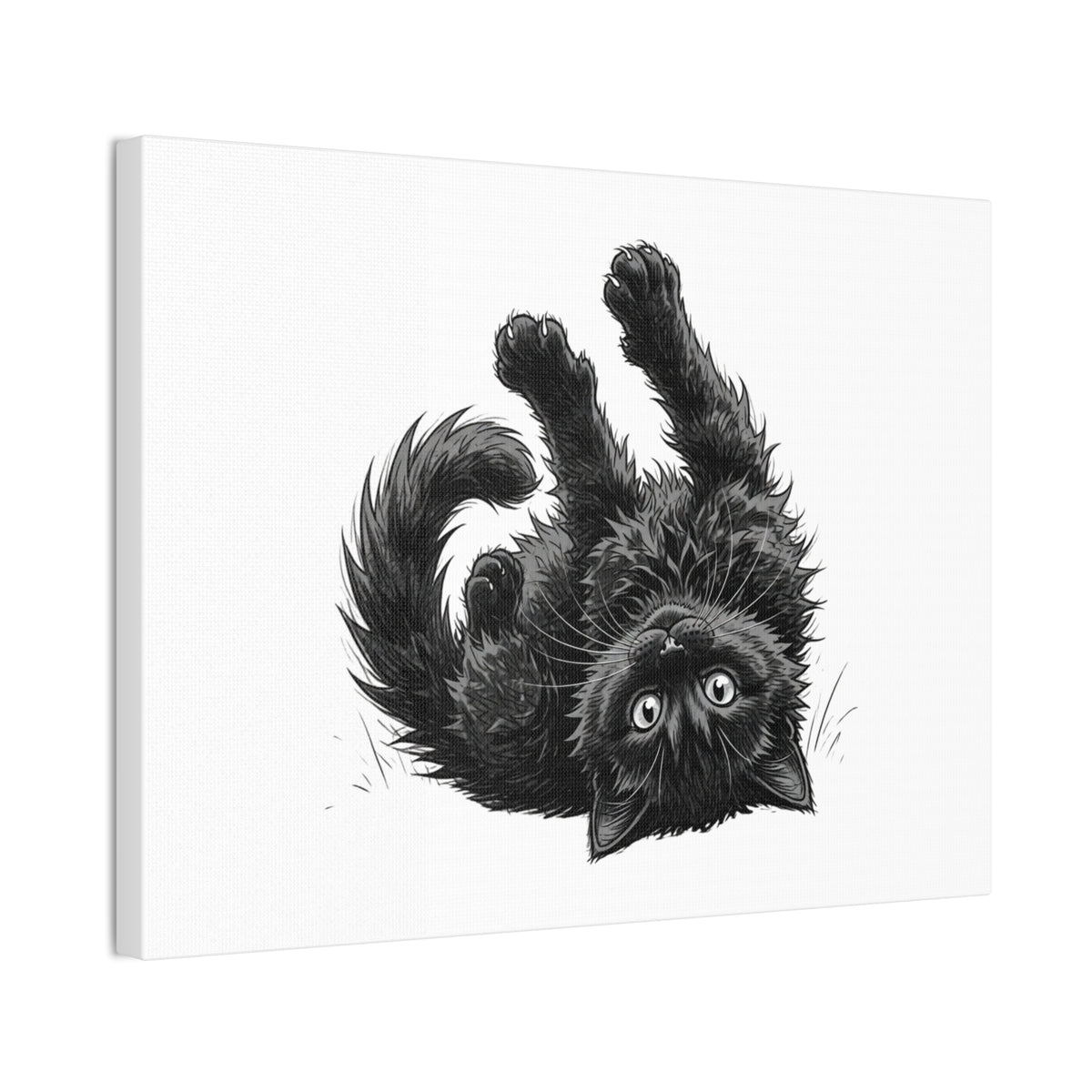 Playful Fluffy Black Kitten Canvas- Twixie Collection- Bestie Best Decor Collection