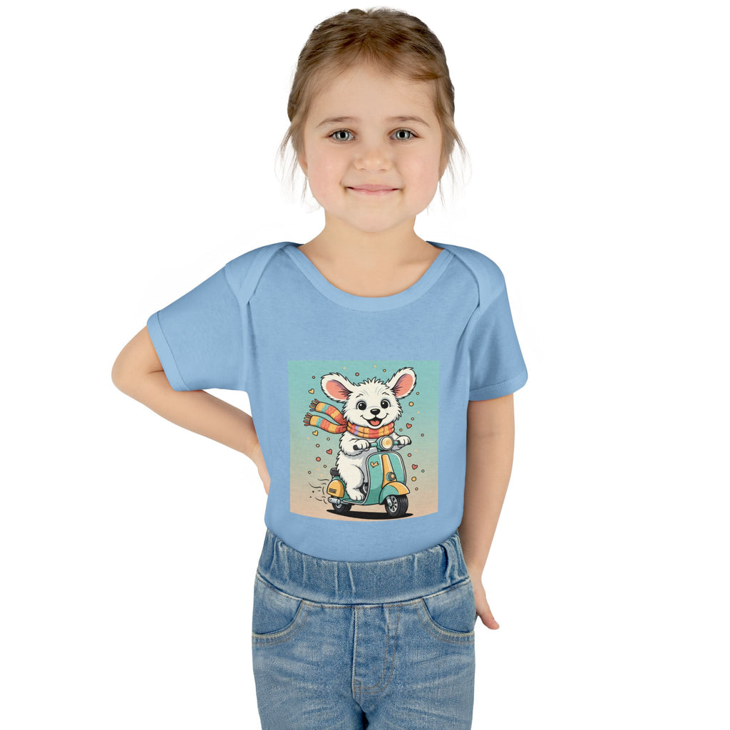 Cute Puppy & his Scooter- Infant Baby Rib Bodysuit- Unisex