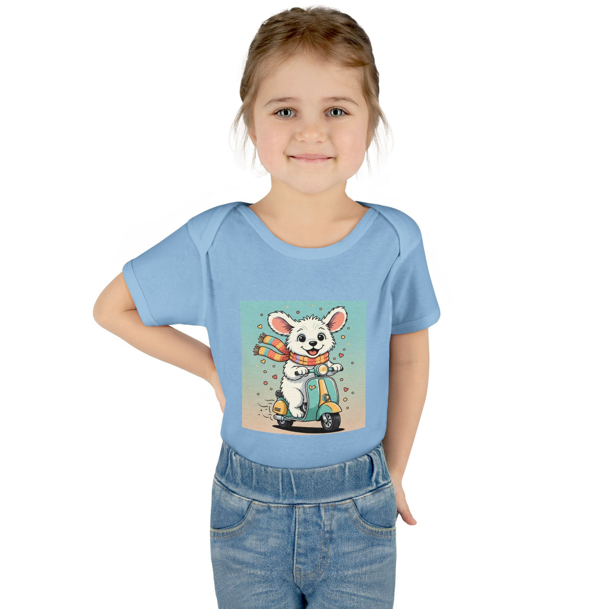 Cute Puppy & his Scooter- Infant Baby Rib Bodysuit- Unisex