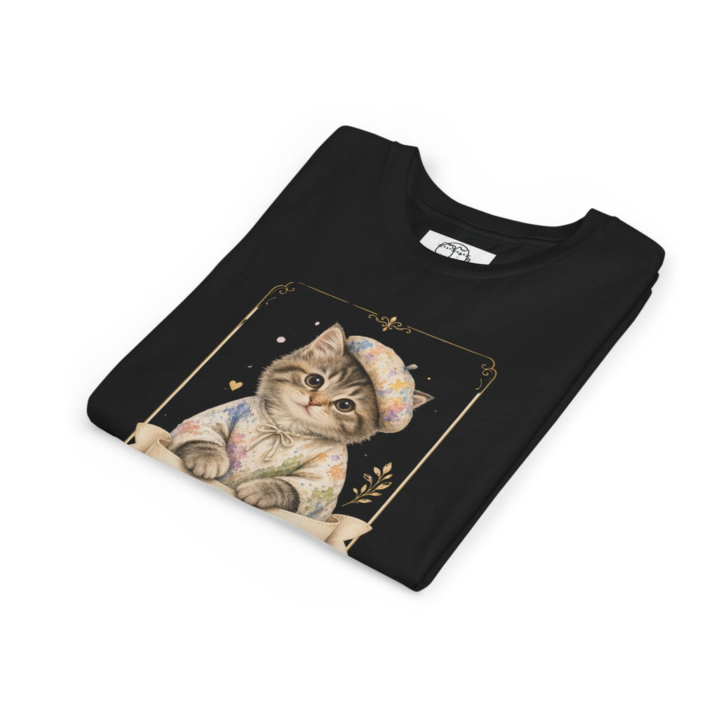 Little Artist Cat Youth Tee | Cute Kitten Painter Illustration- Little Artist Bestie Best Luxury Collection