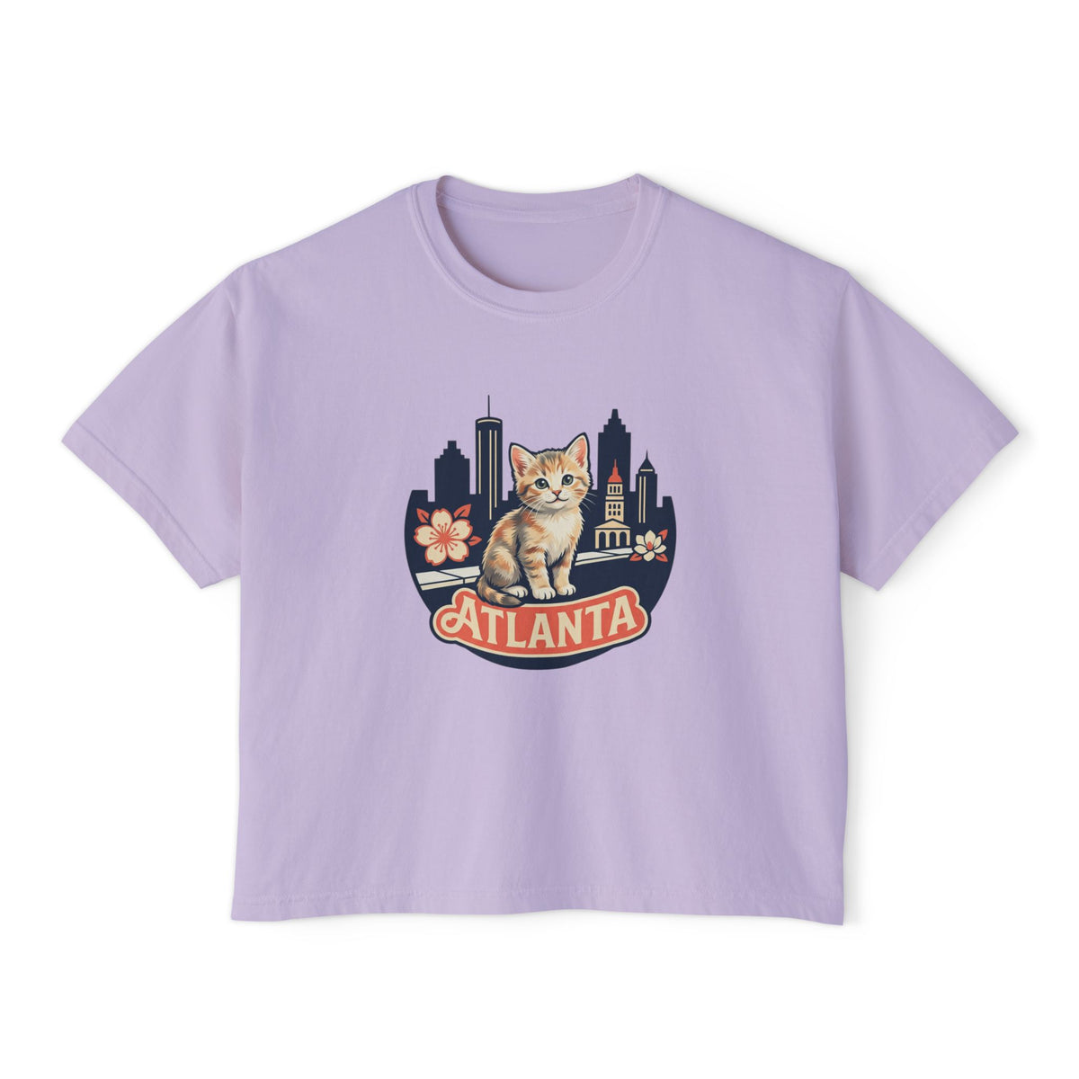 Atlanta Skyline Cat Tee | Peachy Retro City Cat Shirt