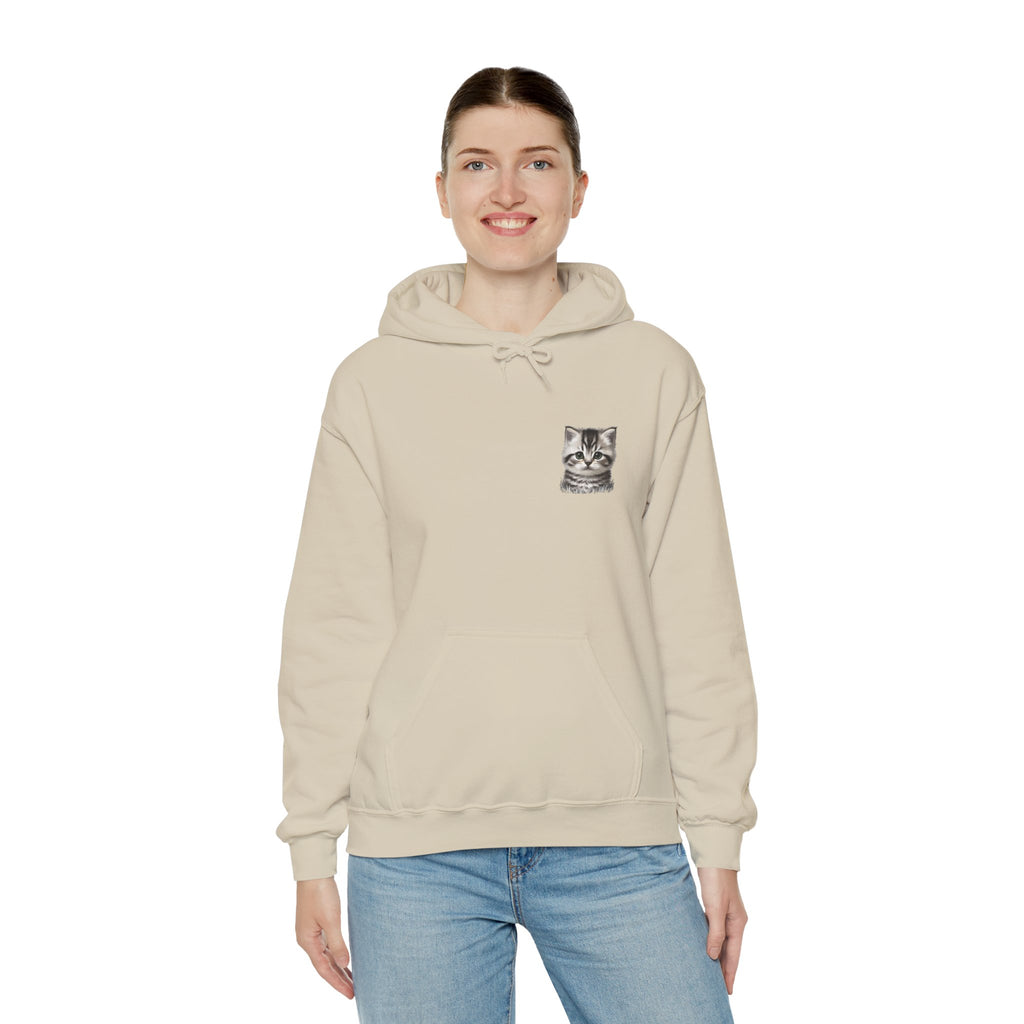 Proper Cat Portrait Illustration Hoodie | Small Chest Print, Bestie Best Collection