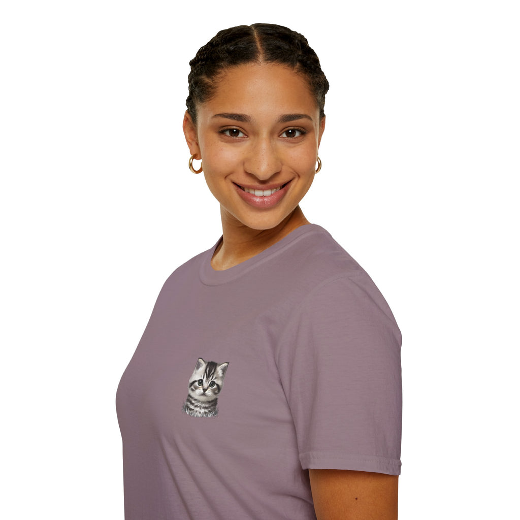 Proper Kitten Portrait T-Shirt | Small Chest Pocket Illustration- Bestie Best Collection