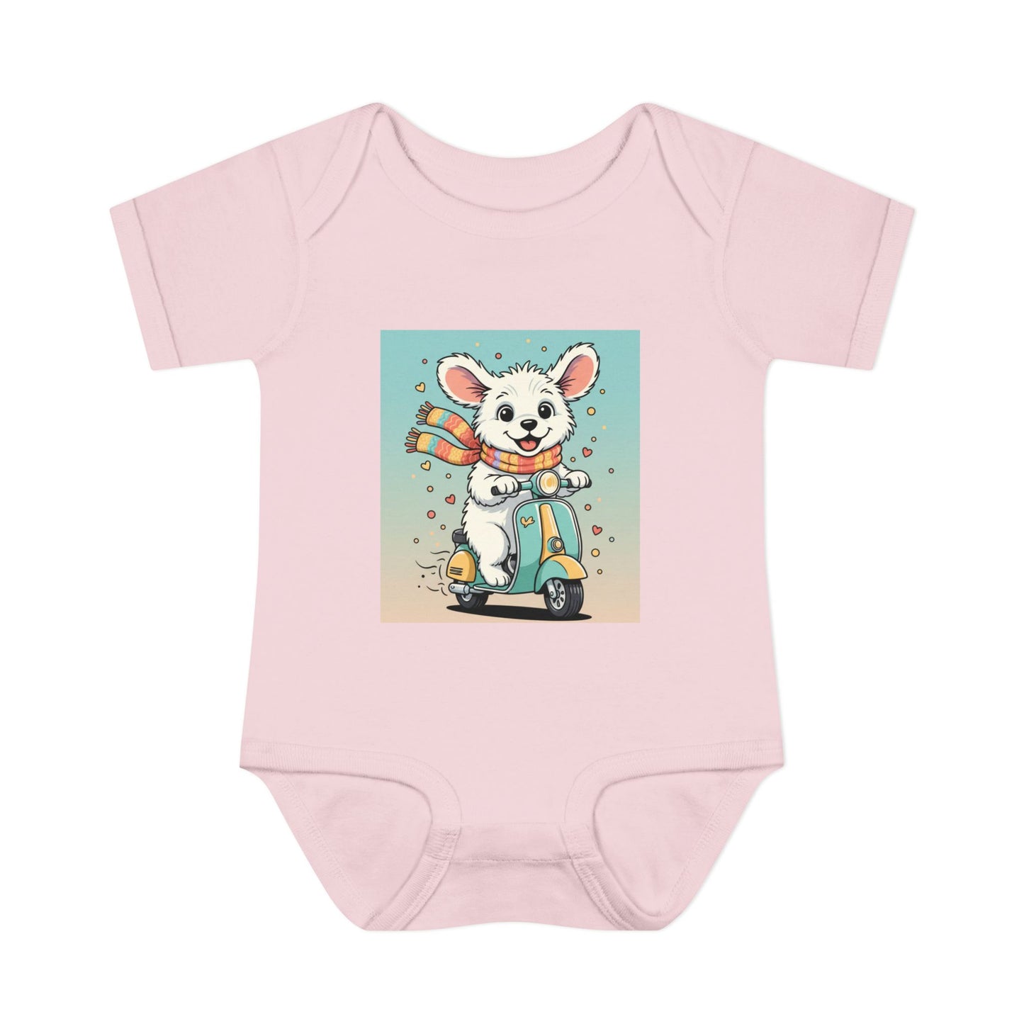 Cute Puppy & his Scooter- Infant Baby Rib Bodysuit- Unisex