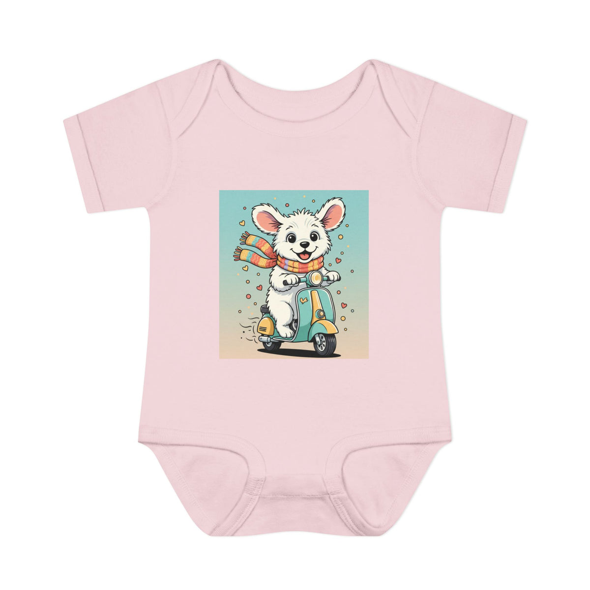 Cute Puppy & his Scooter- Infant Baby Rib Bodysuit- Unisex