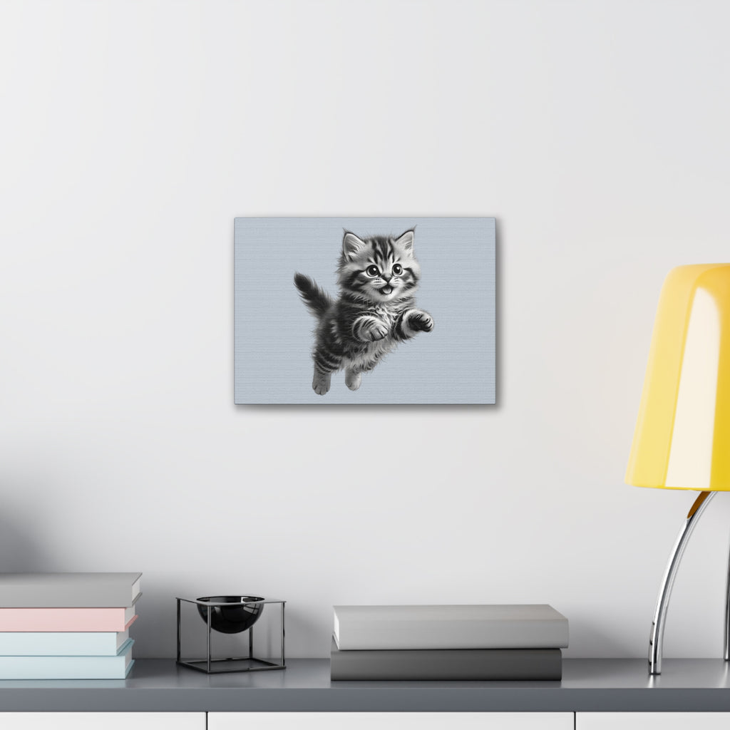 Playful tabby Kitten Canvas- Sage Collection- Bestie Best Decor Collection