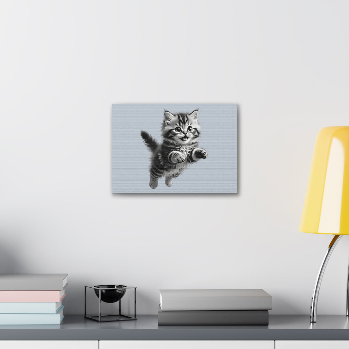 Playful tabby Kitten Canvas- Sage Collection- Bestie Best Decor Collection