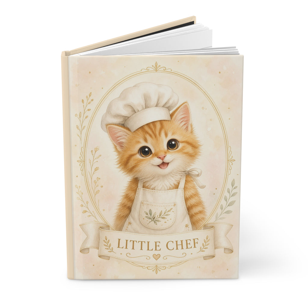 Little Chef Kitten Orange Kitten Portrait Hardcover Journal | Cute Cat Chef Notebook- Bestie Best Journal Collection