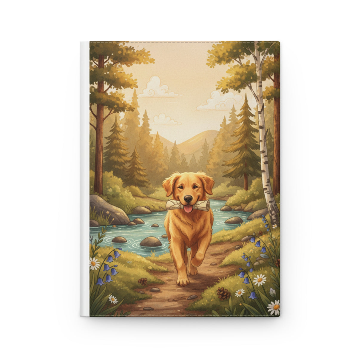 Golden Retriever Notebook — Hardcover Journal with Scenic Forest Dog Design- outdoors