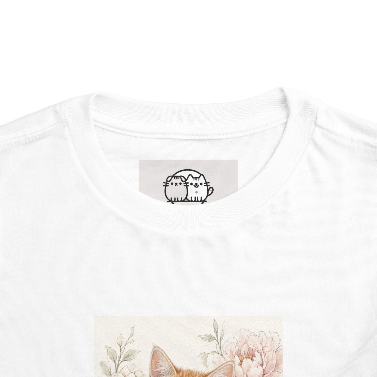 Adorable Orange Kitten Toddler Tee | Floral Cat Painting- Vienna Collection