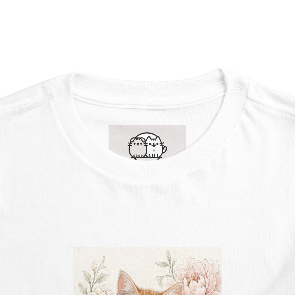 Adorable Orange Kitten Toddler Tee | Floral Cat Painting- Vienna Collection