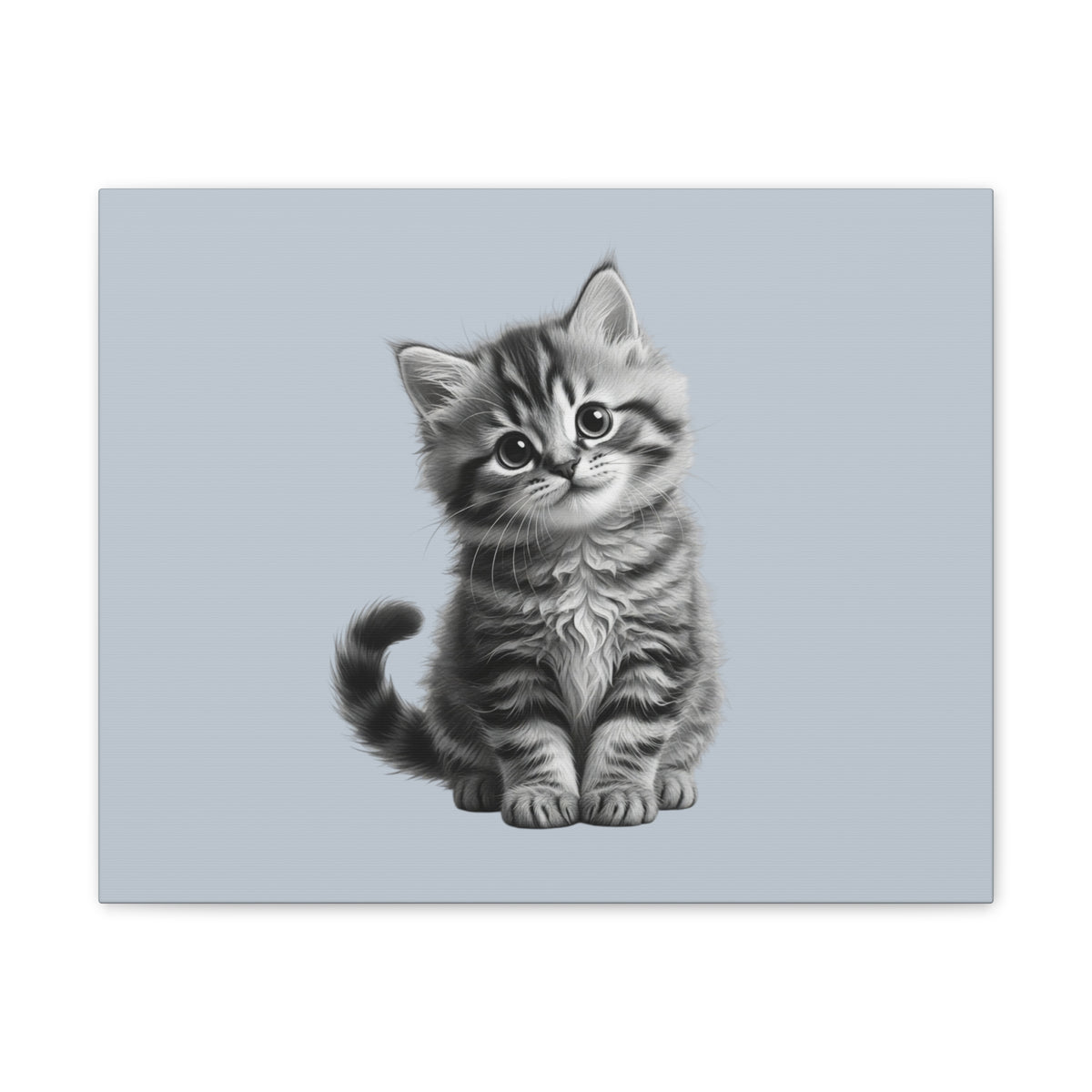 Gray Tabby Kitten Illustration Canvas- Bestie Best Decor Collection- Sage Collection