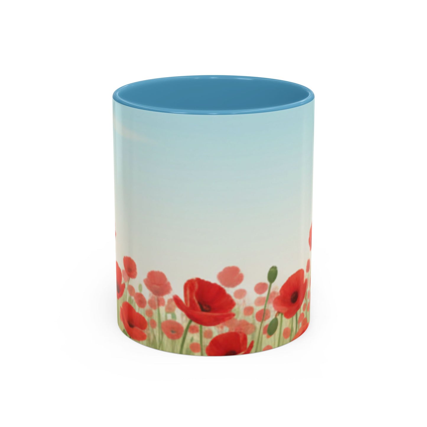 Poppy Field Accent Coffee Mug — Floral 11/15oz Ceramic Morning Cup Bright Uplifting