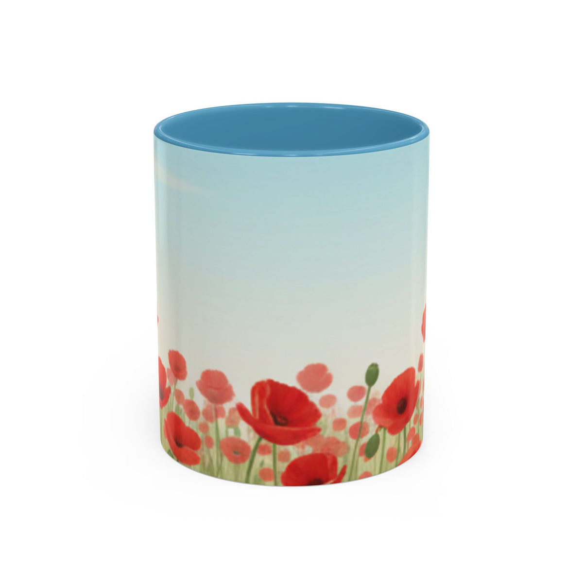 Poppy Field Accent Coffee Mug — Floral 11/15oz Ceramic Morning Cup Bright Uplifting