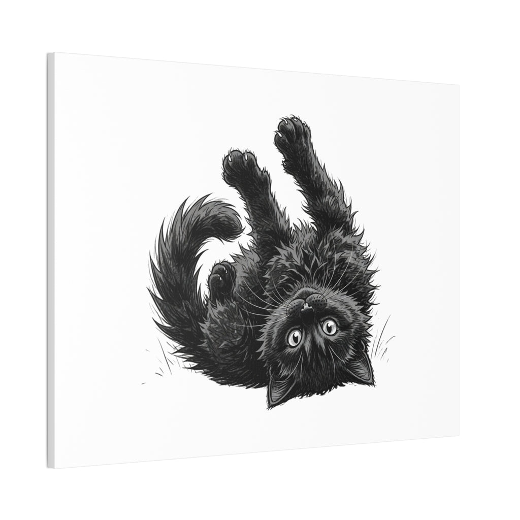 Playful Fluffy Black Kitten Canvas- Twixie Collection- Bestie Best Decor Collection