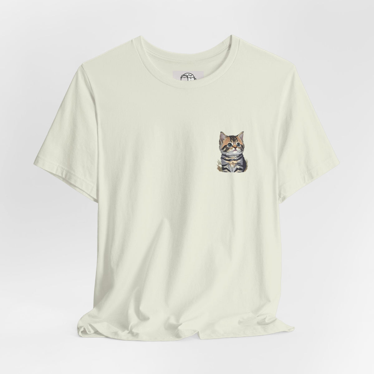 Main Coon Cat Pocket Art T-Shirt | Small Chest Cat Illustration- Bestie Best Collection