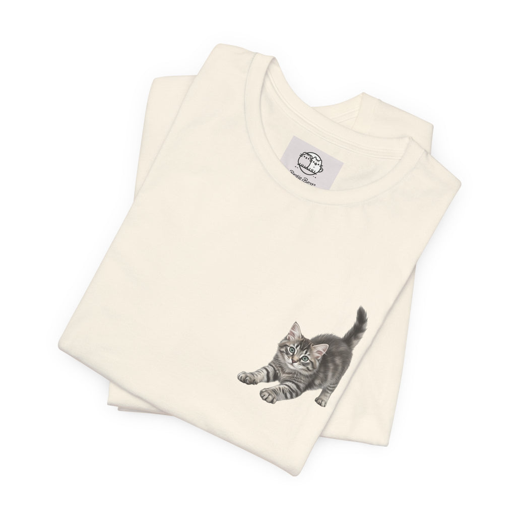 Playful Kitten Pounce Illustration Tee | Carmen Collection Cat Drawing