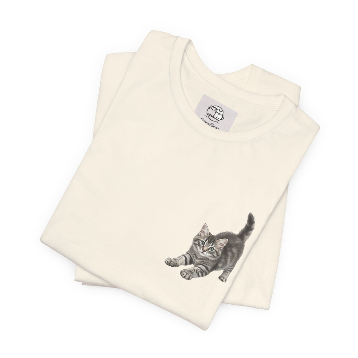 Playful Kitten Pounce Illustration Tee | Carmen Collection Cat Drawing