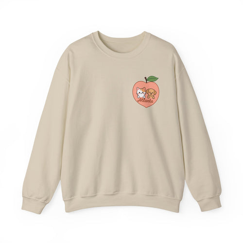 ATLANTA Peach Kitten & Doggie sweatshirt | Cute GA peach illustration
