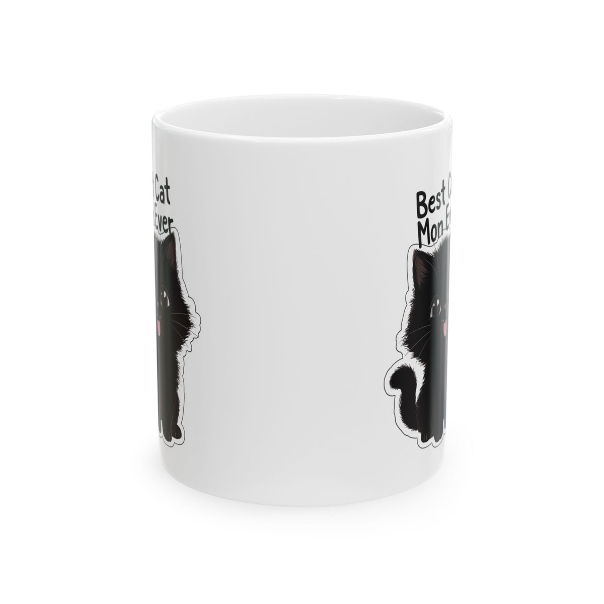 Black Cat Illustration Mug | "Best Cat Mom Ever" Ceramic Mug