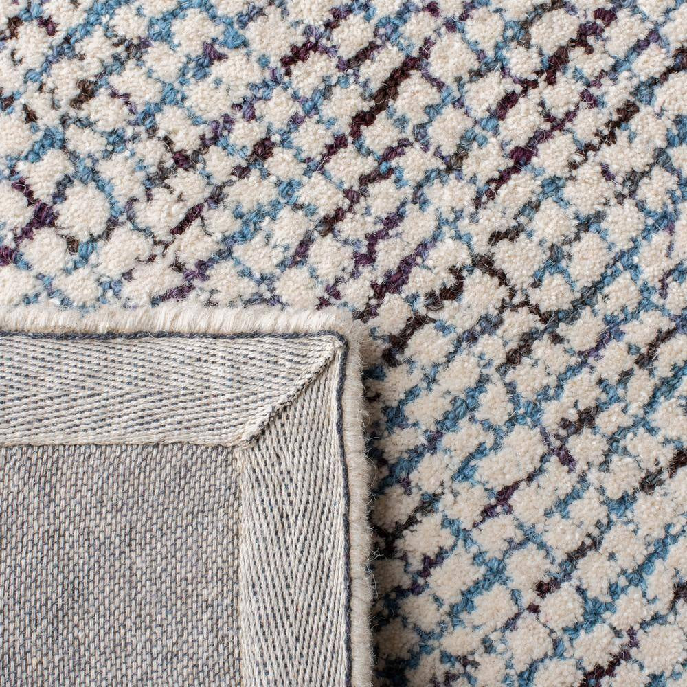 Abstract Ivory/Navy Doormat 2 Ft. X 3 Ft. Border Geometric Area Rug