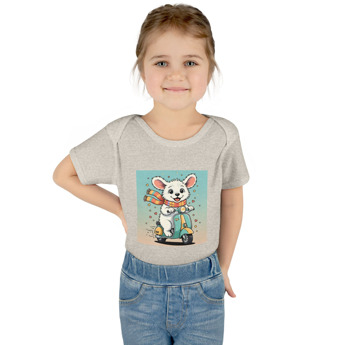 Cute Puppy & his Scooter- Infant Baby Rib Bodysuit- Unisex
