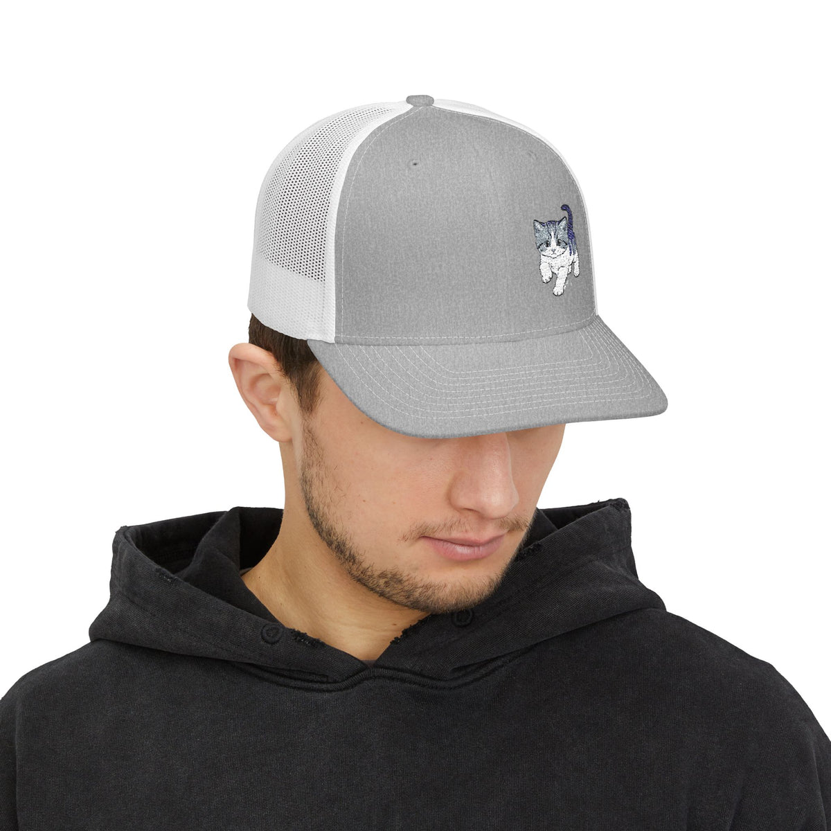 Running Kitten Snapback Trucker Cap | Embroidered Cat Design- Paloma Collection