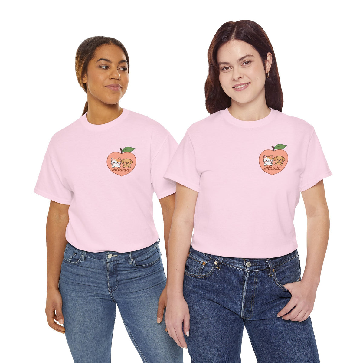 ATLANTA Peach Kitten & Doggie Tee | Cute GA Peach Illustration T-Shirt