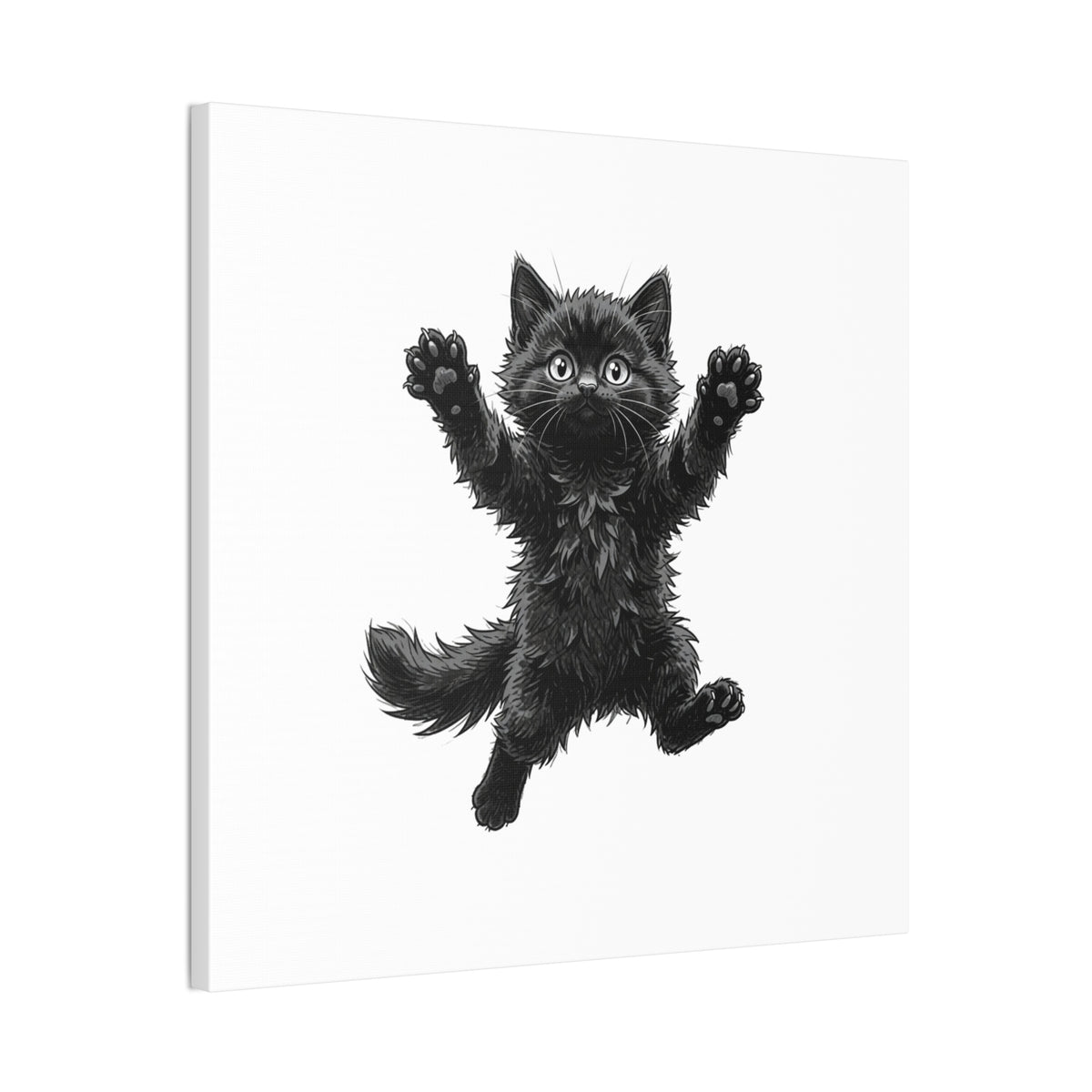 Playful Fluffy Black Kitten Canvas- Twixie Collection- Bestie Best Decor Collection