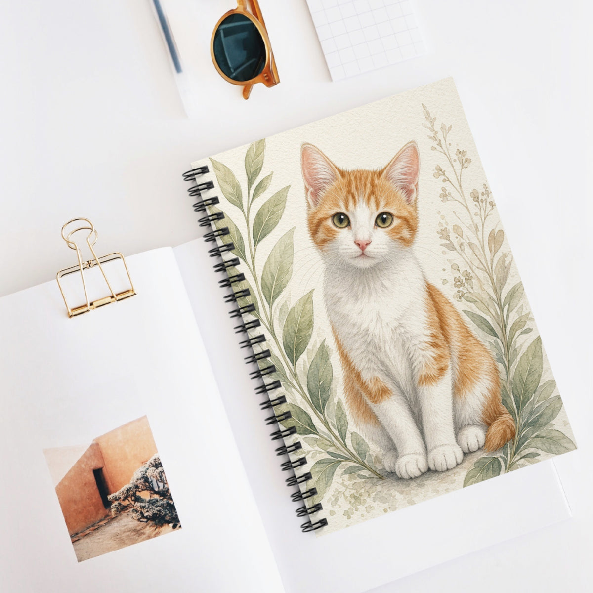 Cute Orange Kitten Illustration Spiral Notebook | Ruled Journal- Vincent Bestie Best Collection