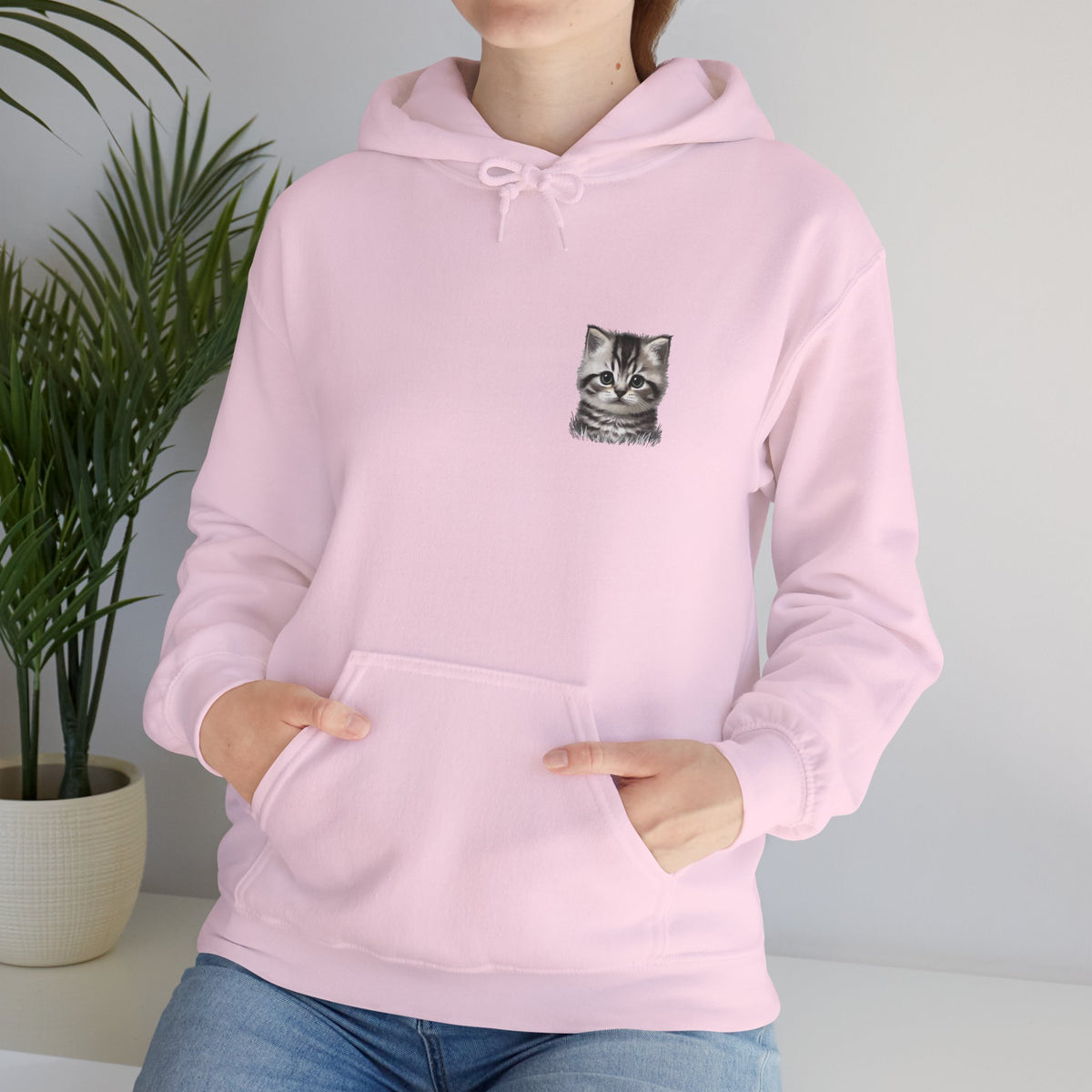 Proper Cat Portrait Illustration Hoodie | Small Chest Print, Bestie Best Collection
